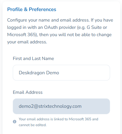 Profile & Preferences screen